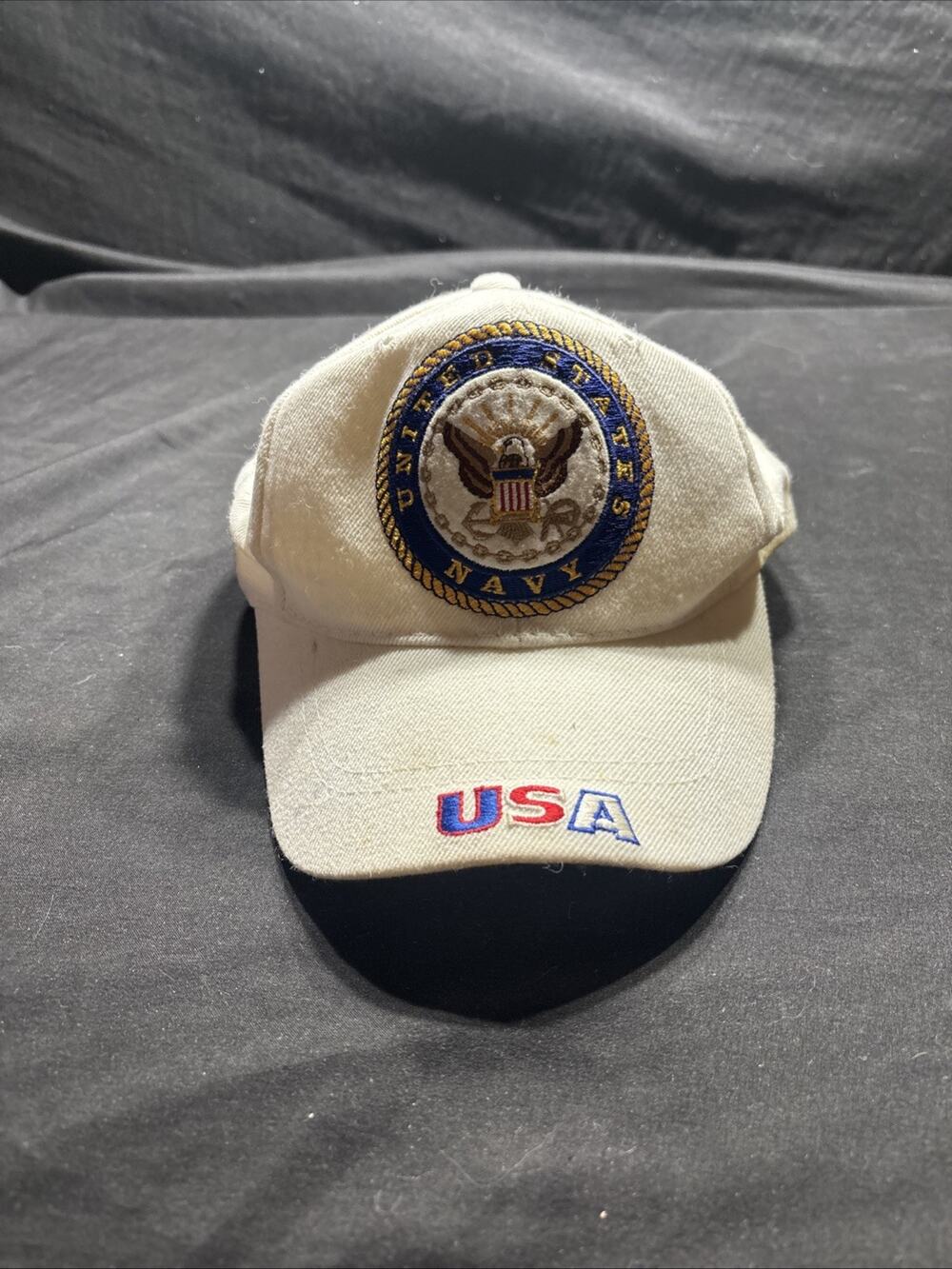 Vintage US Navy Hat Cap LA Star Wool Blend Strapback Off White Embroidered